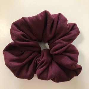 New Handmade Maroon Mole Skin Fabric Scrunchie with Wide Elastic